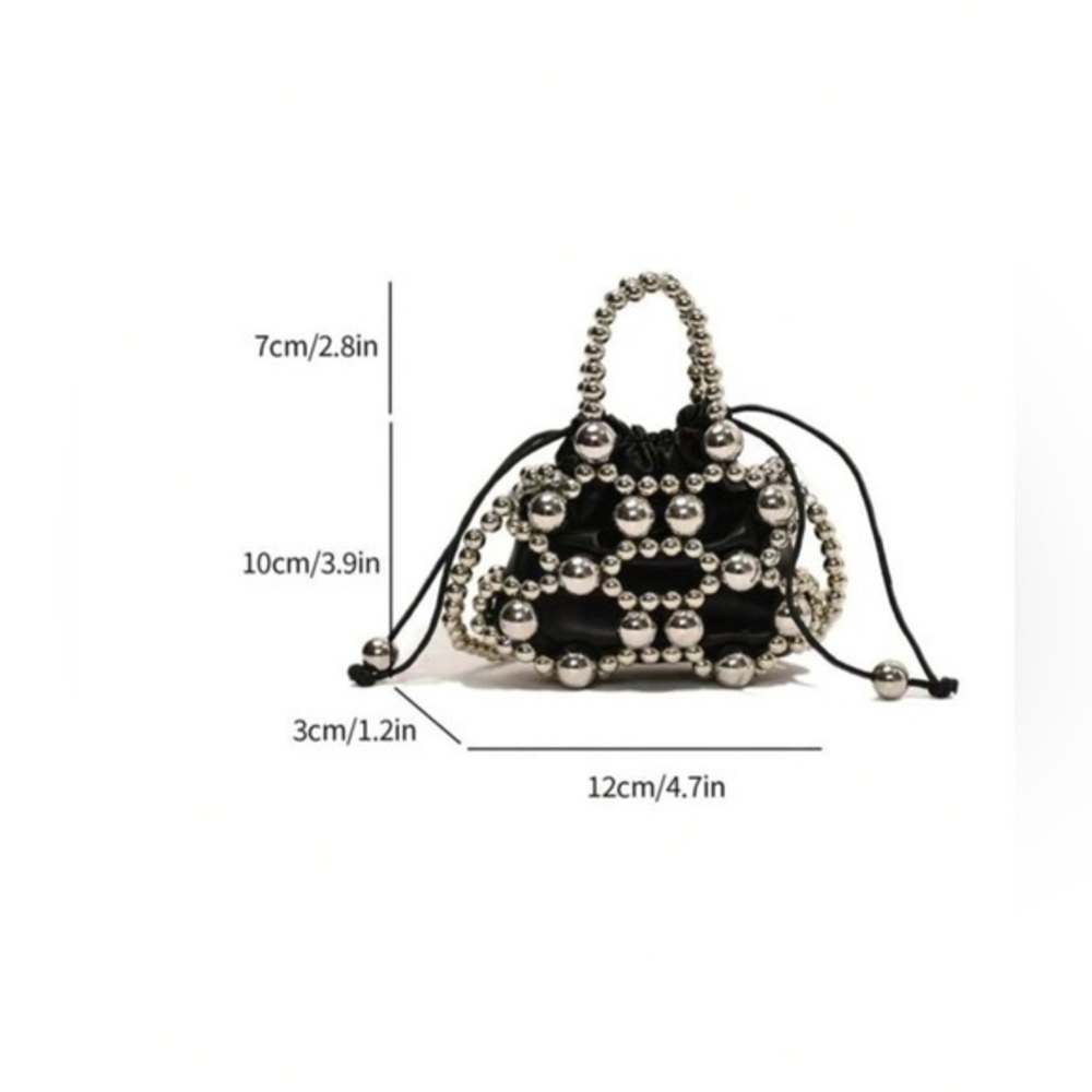 COPY - 💋 NWT Unique Black mini messenger Statement crossbody tote purse bag met… - Picture 8 of 8